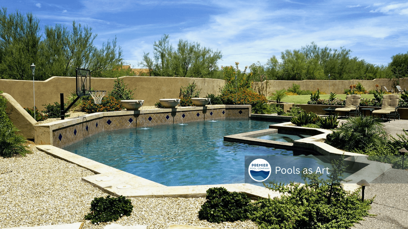 Freeform lagoon-style pool with a tranquil, natural design, creating a unique outdoor retreat in Central Ohio