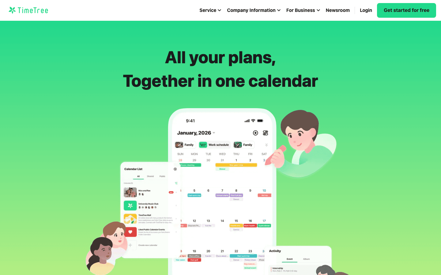 TimeTree shared calendar website
