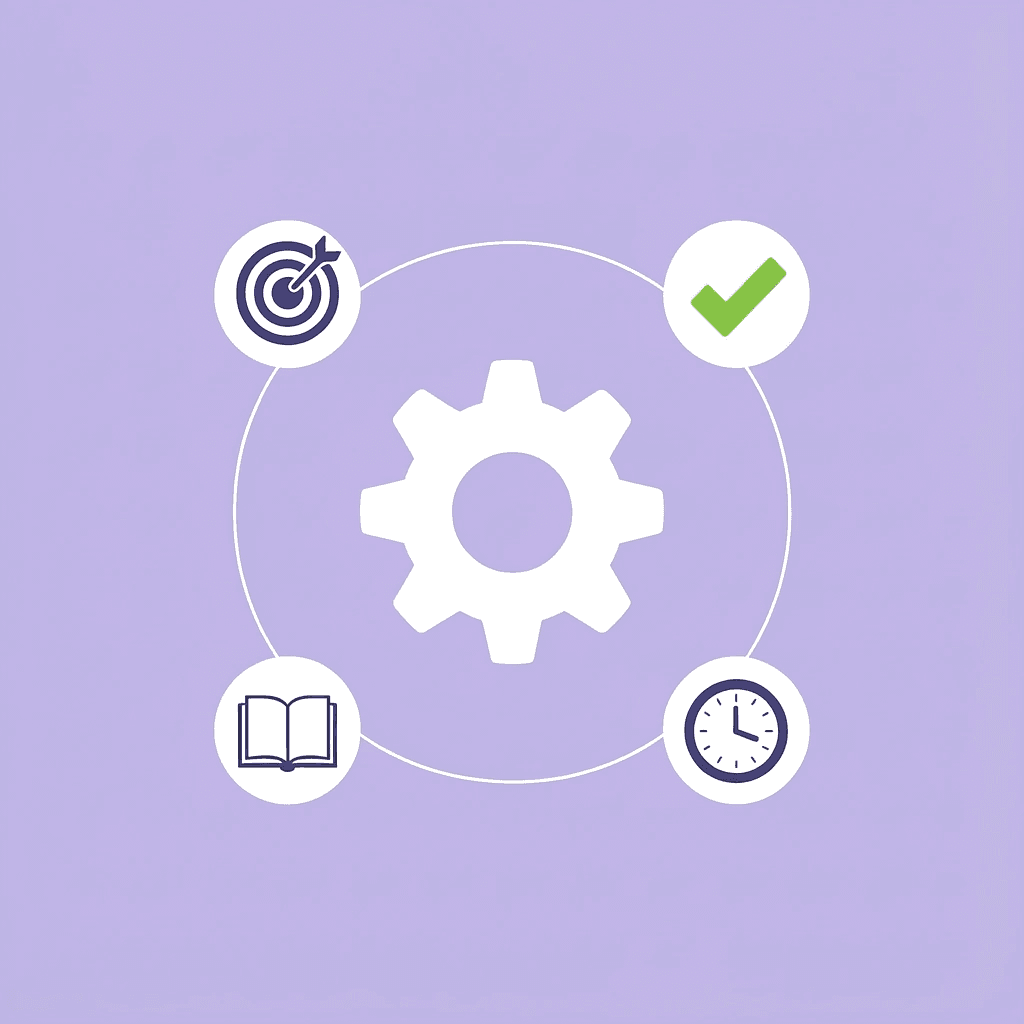 Central hub showing interconnected success metrics: accuracy, task completion, and processing speed