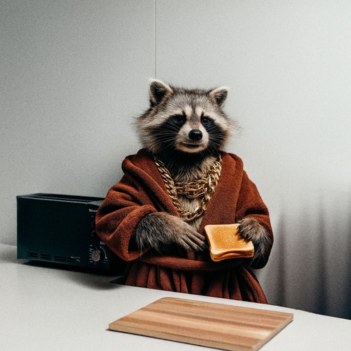 racoon eating Breakfast