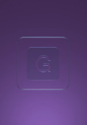 glass 3d icon with letter on green background