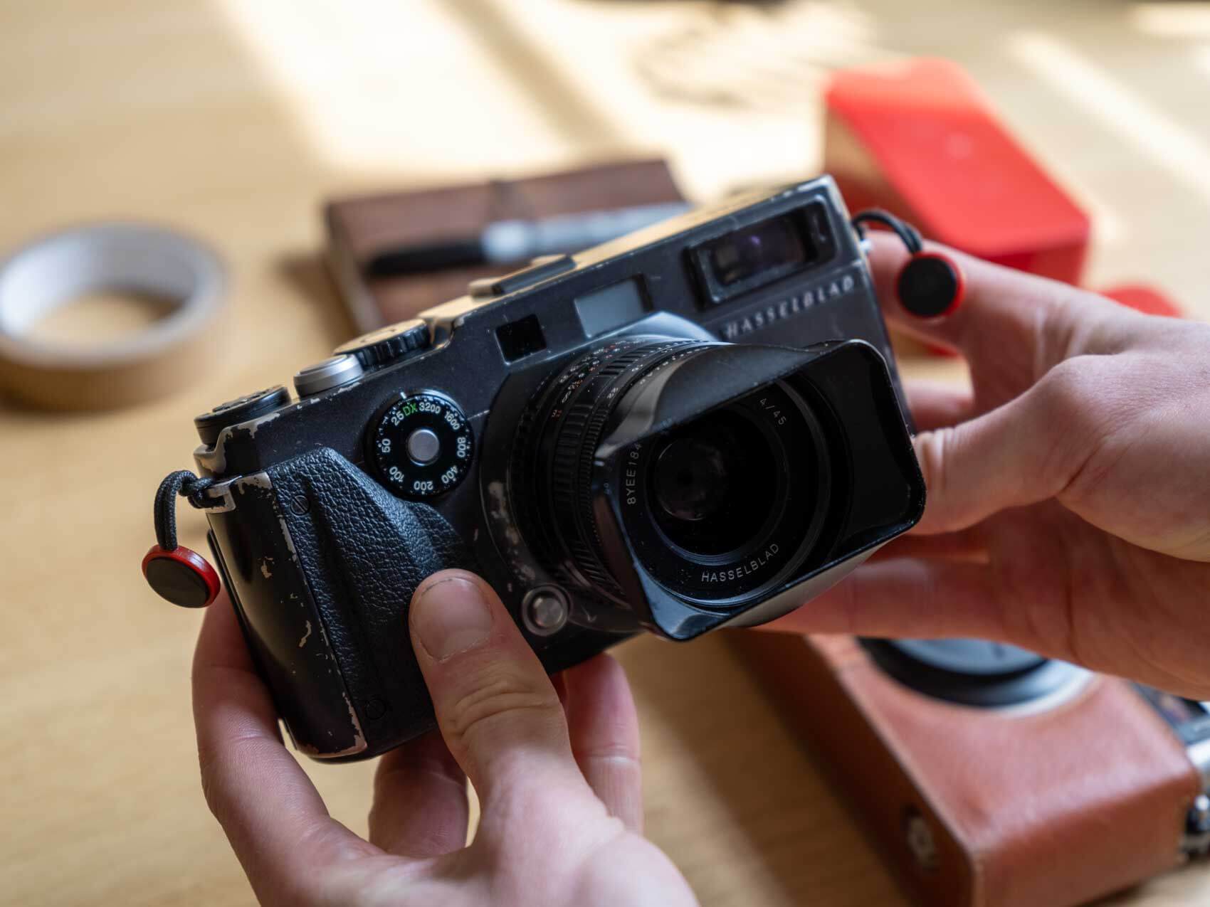 Hasselblad XPan repair showing before the repair, related to the 8888 error