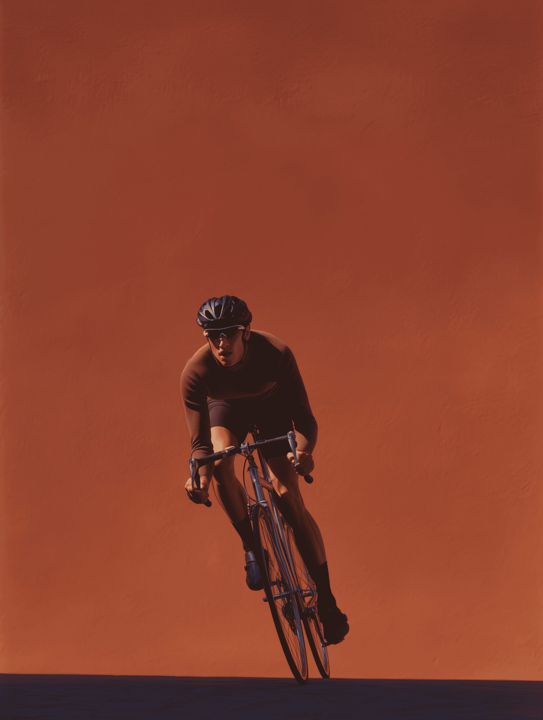 Professional carbon racing bike presentation with sleek typography and grid layout.