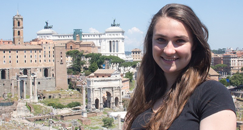 female student smiling in rome