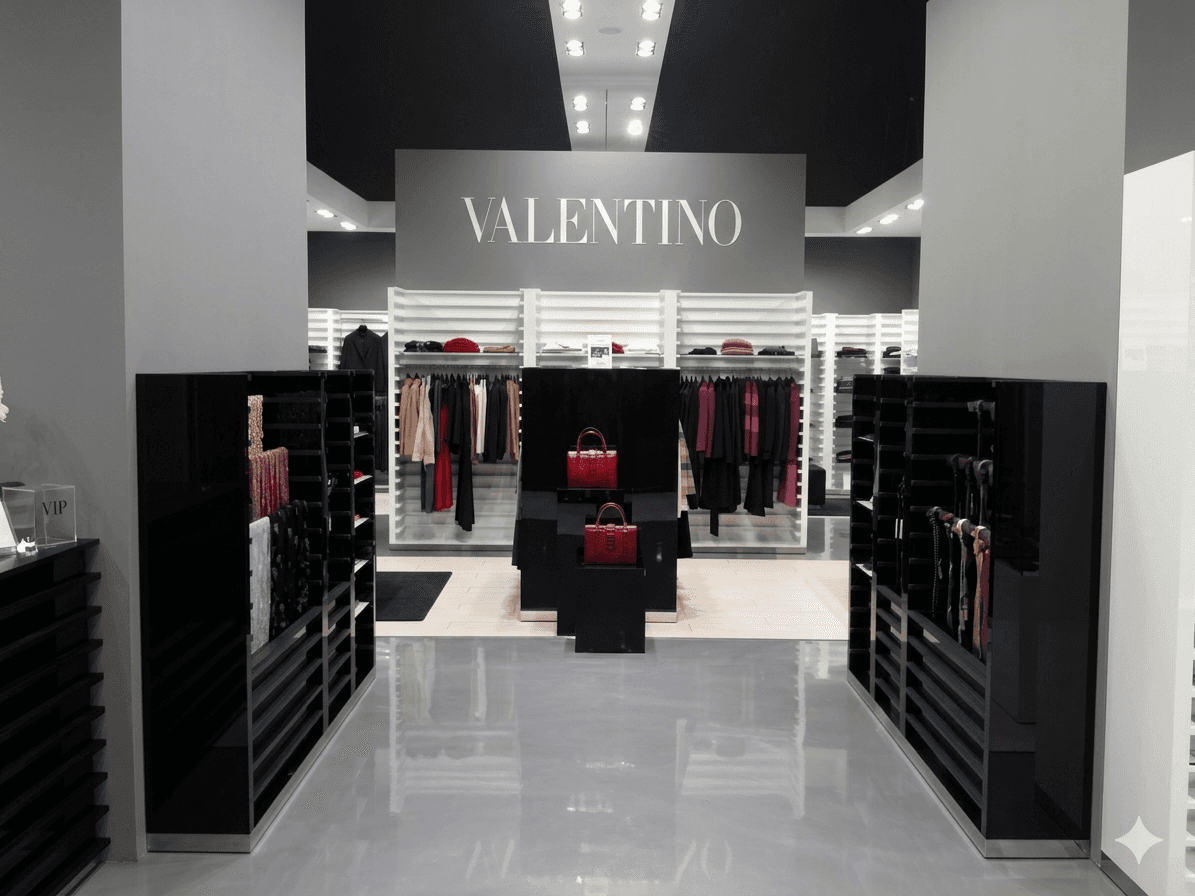 arredi negozio Valentino abbigliamento