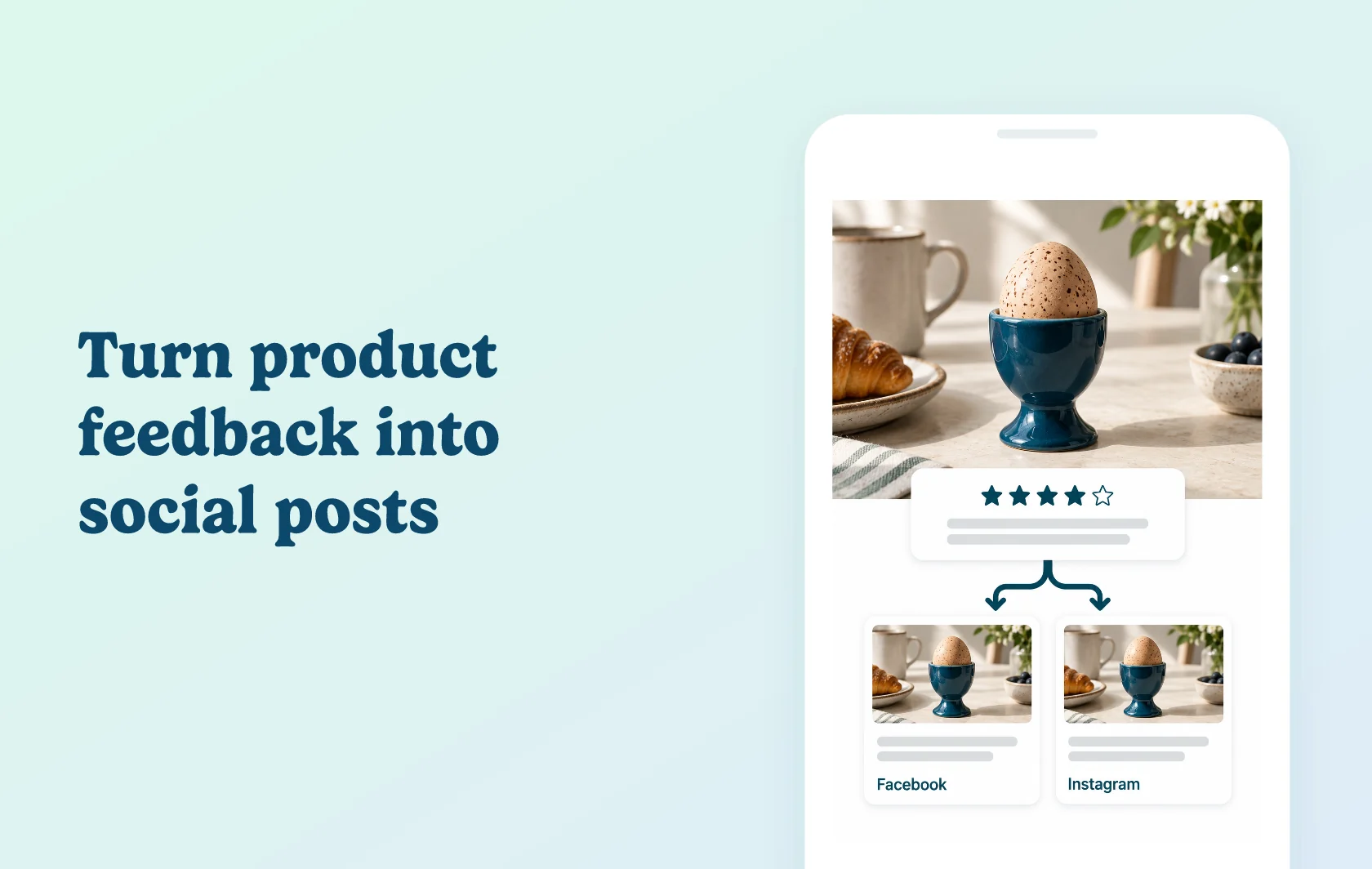 Judge.me and Facebook and Instagram integration: illustration of a customer review shared in Facebook and Instagram posts.