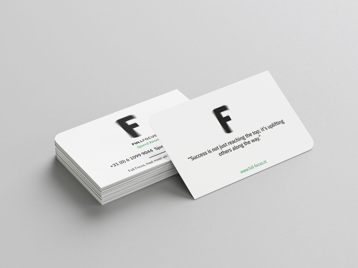 White business cards for Full Focus coahcing