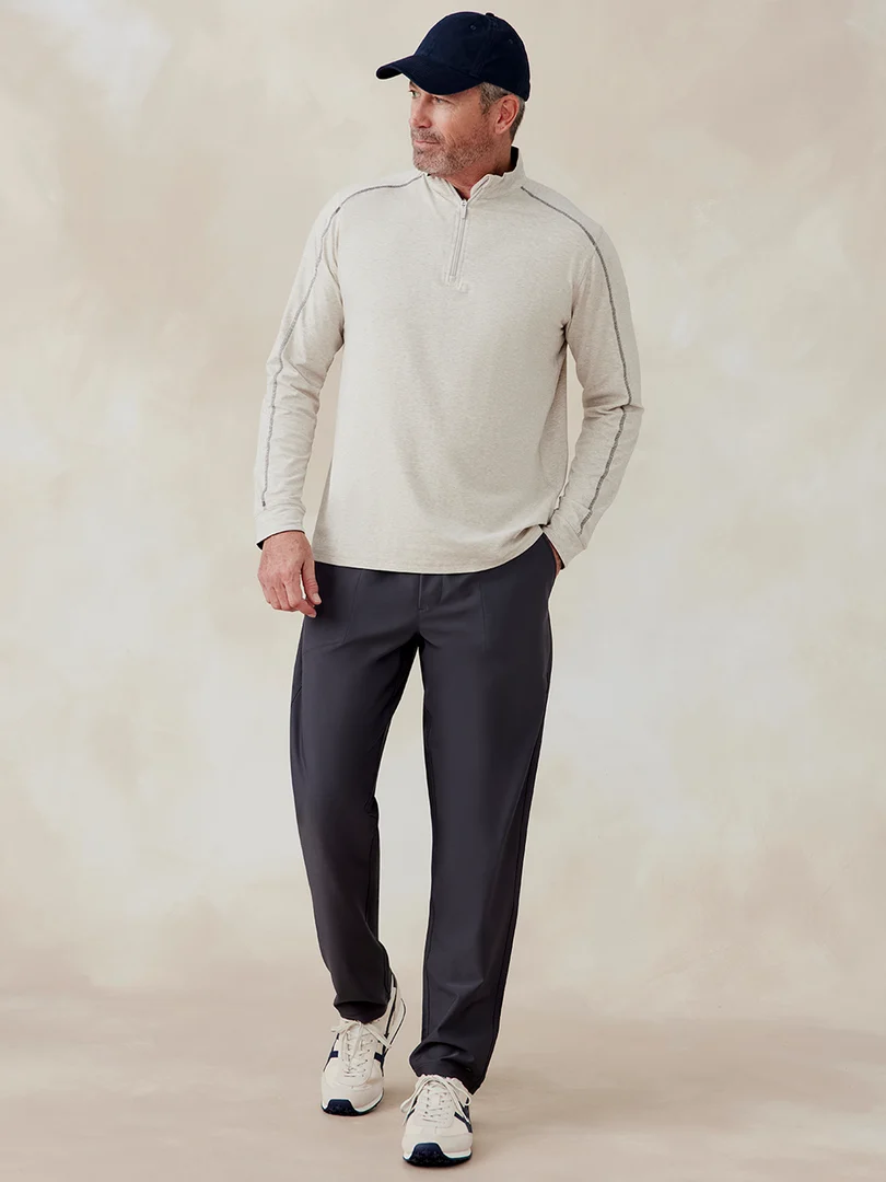 Men's tasc Carrollton Lightweight Quarter Zip in Oatmeal Heather