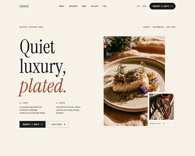 Catered Framer Website Template Homepage