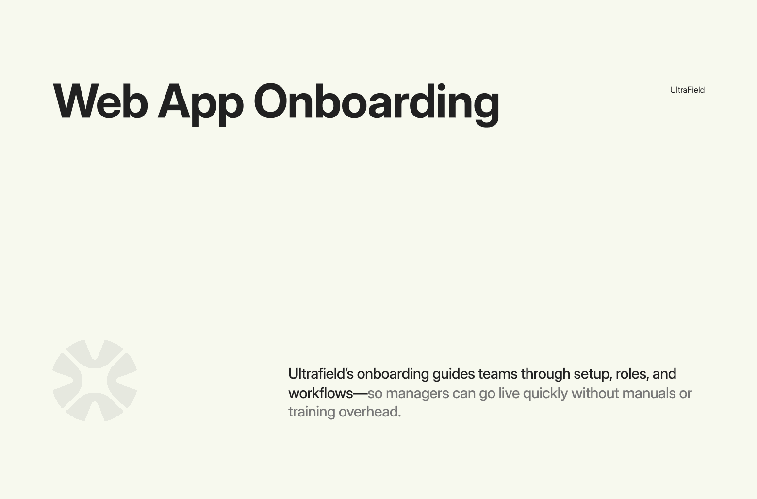 Web app onboarding section with setup and workflow description