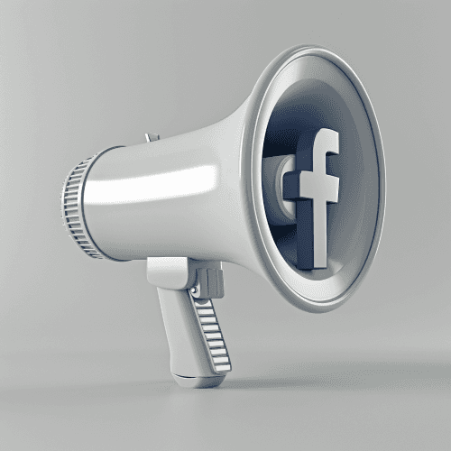 Ein Megafon mit einem Facebook Logo.