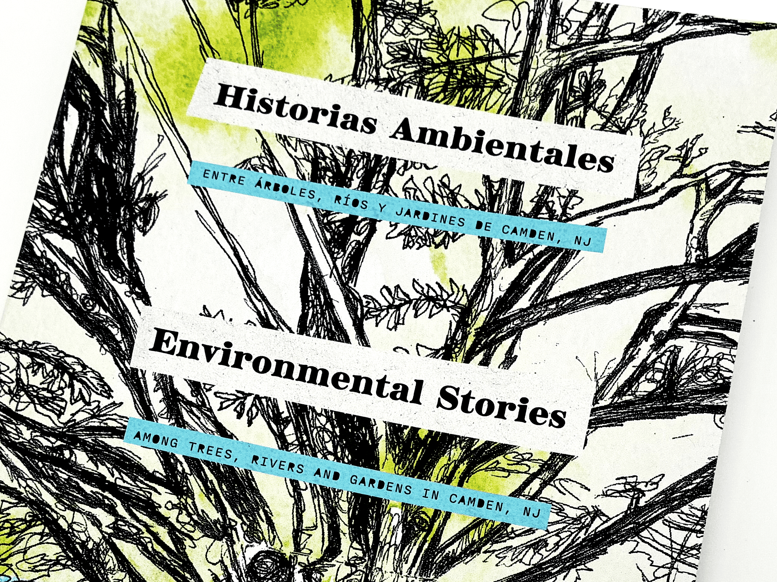 Collaged environmental publication cover