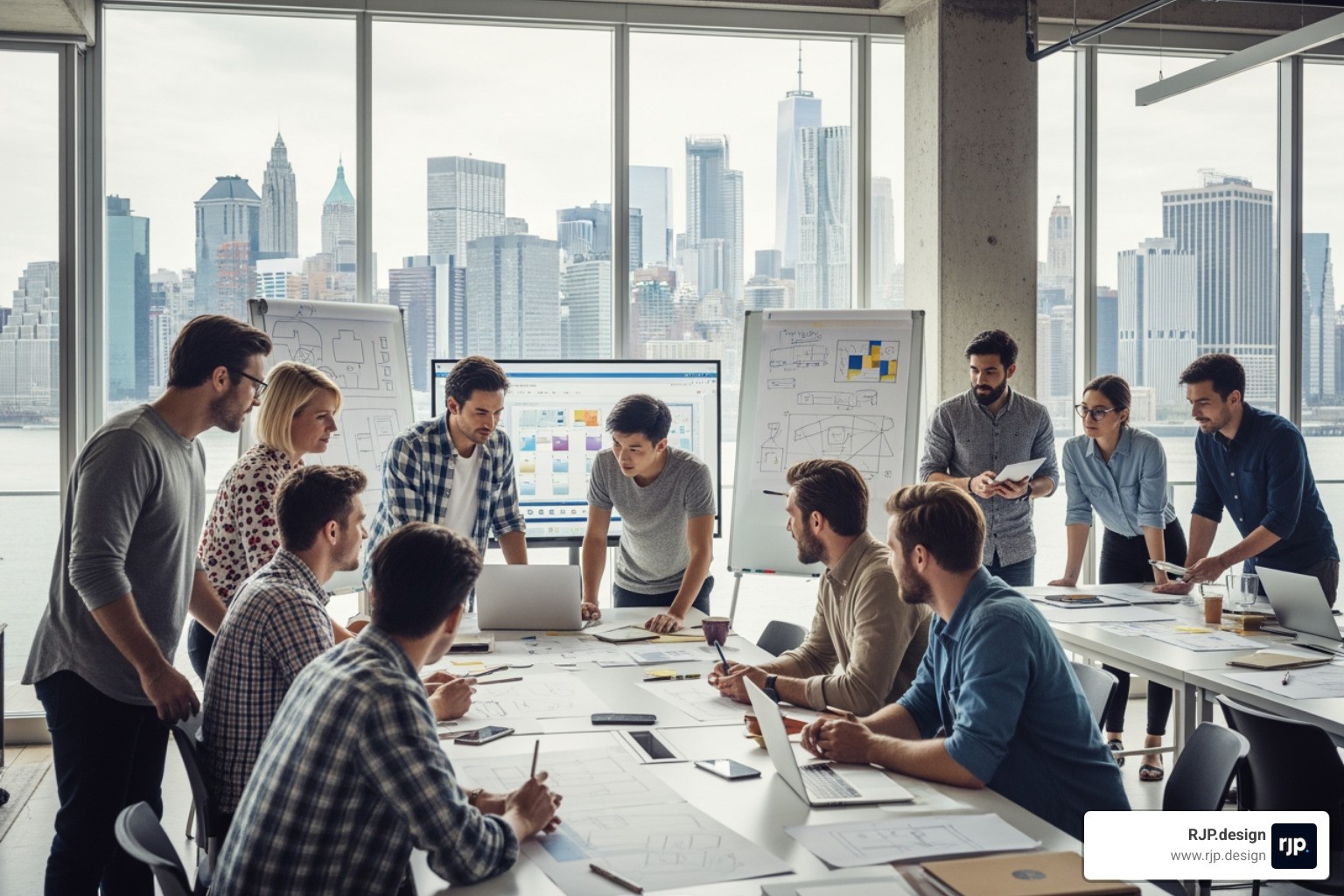 collaborative design team in Manhattan working on a project - creative agency new york