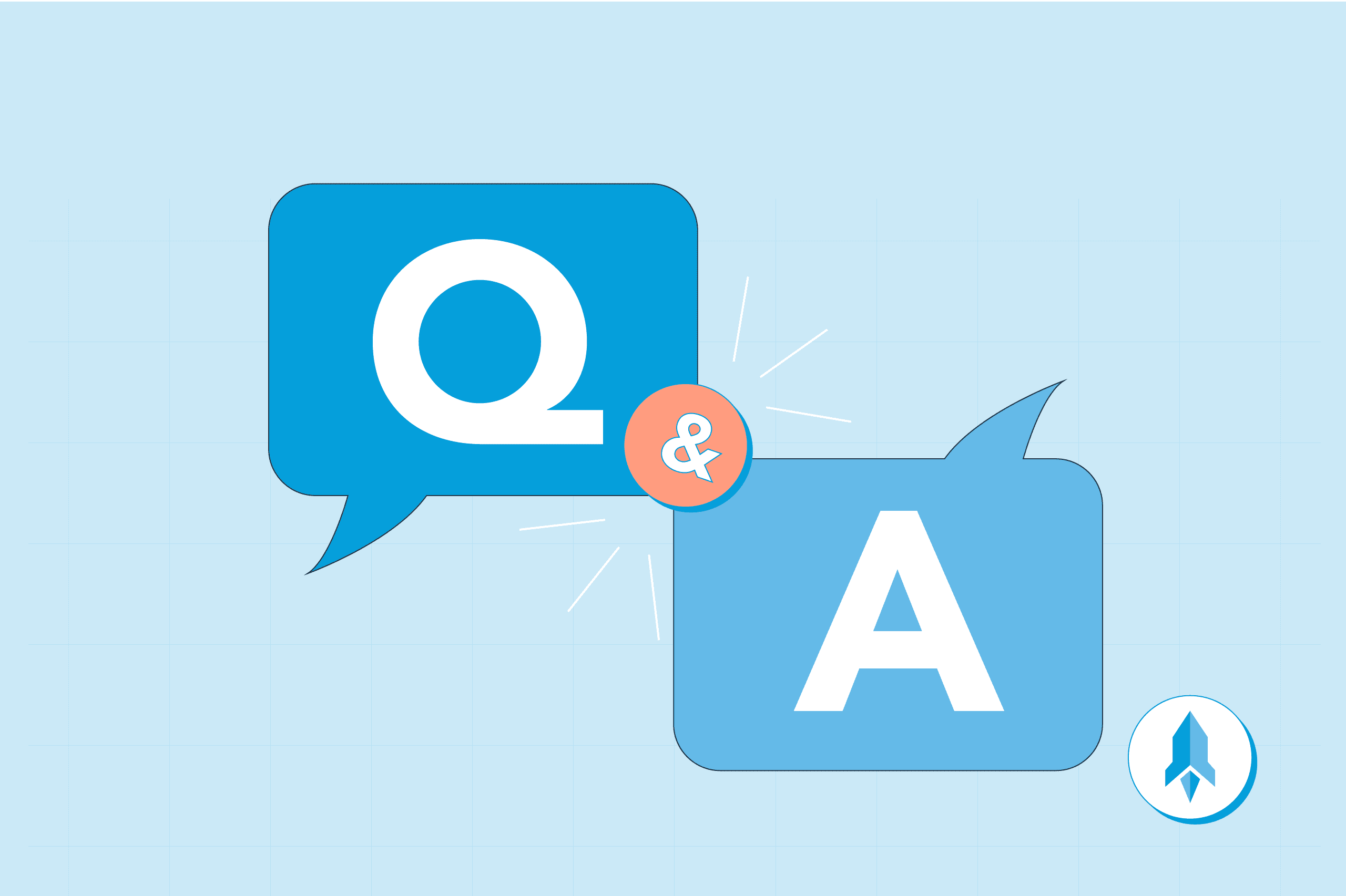 Blue and white speech bubble graphic featuring "Q&A" text, representing frequently asked questions or community support.