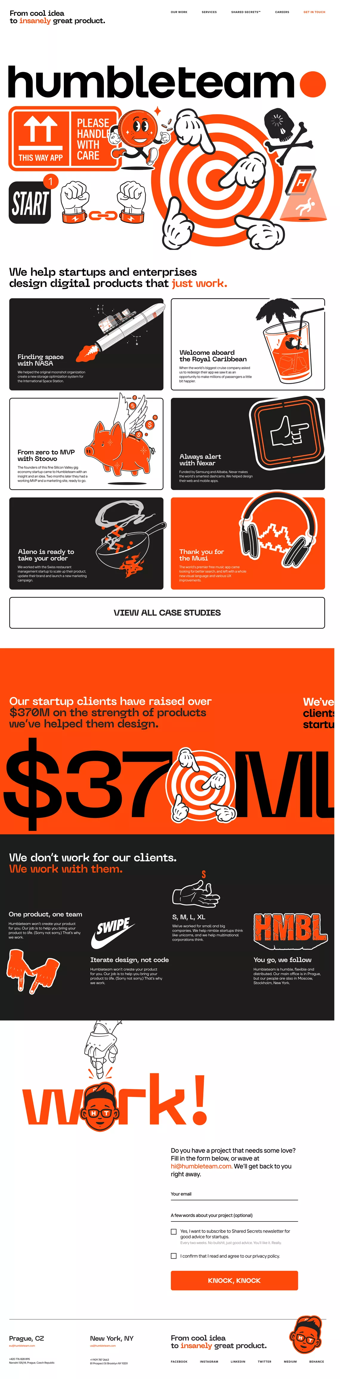 Humbleteam is a digital product design a portfolio page screenshot showcasing Design and Tech design
