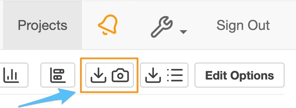 Snapizzi project interface showing the quick access button for Camera Cards.