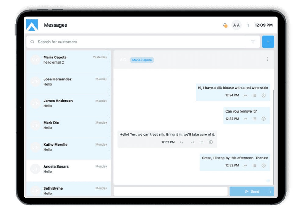 Screenshot of a Message Conversation with a Customer