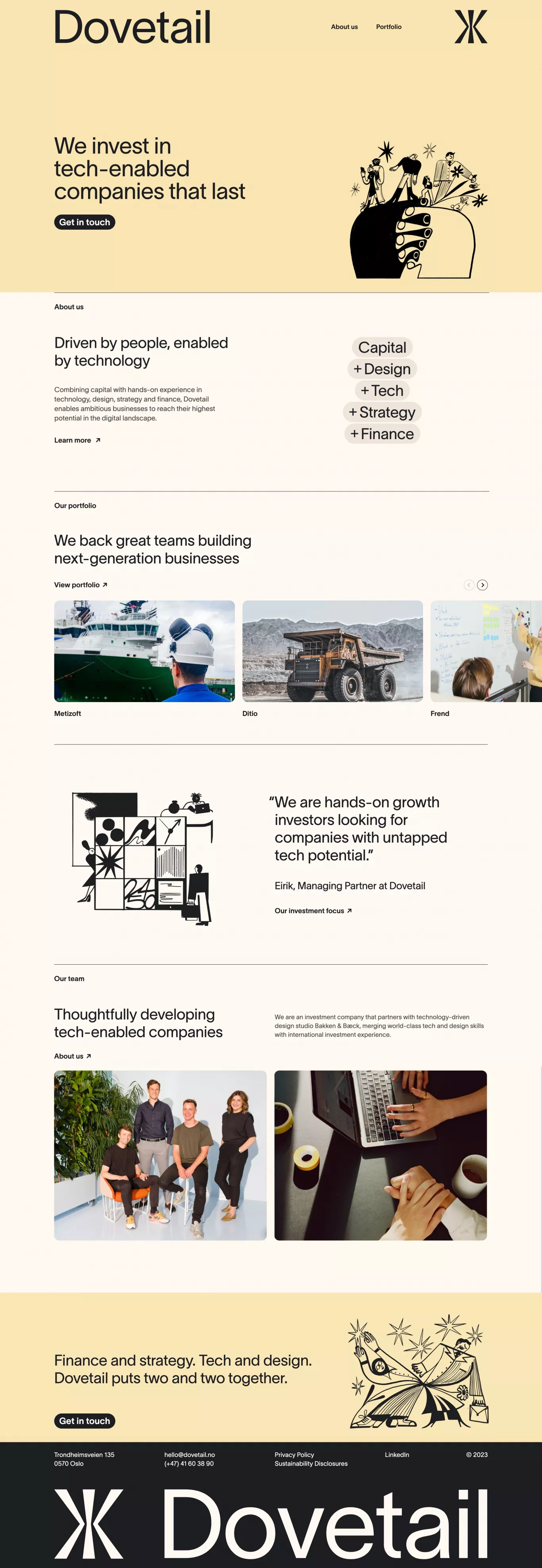 Dovetail portfolio page screenshot showcasing Design and Tech design