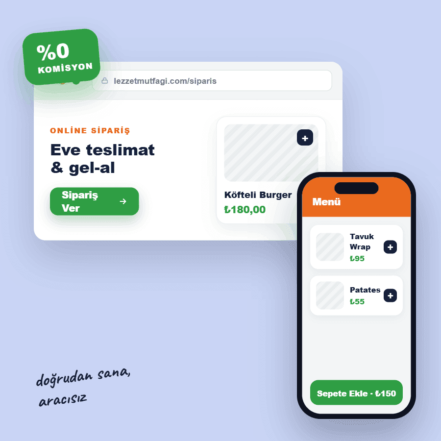 Müşterilerin web sitesi ve mobil uygulamadan doğrudan, komisyonsuz sipariş vermesi