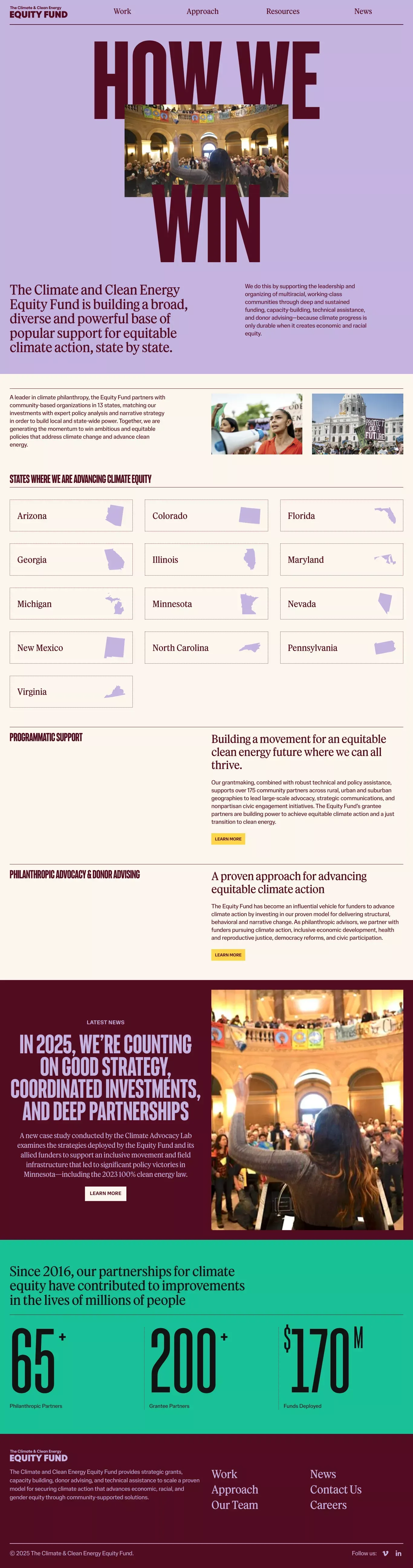 Home other page screenshot showcasing Charity and Education design