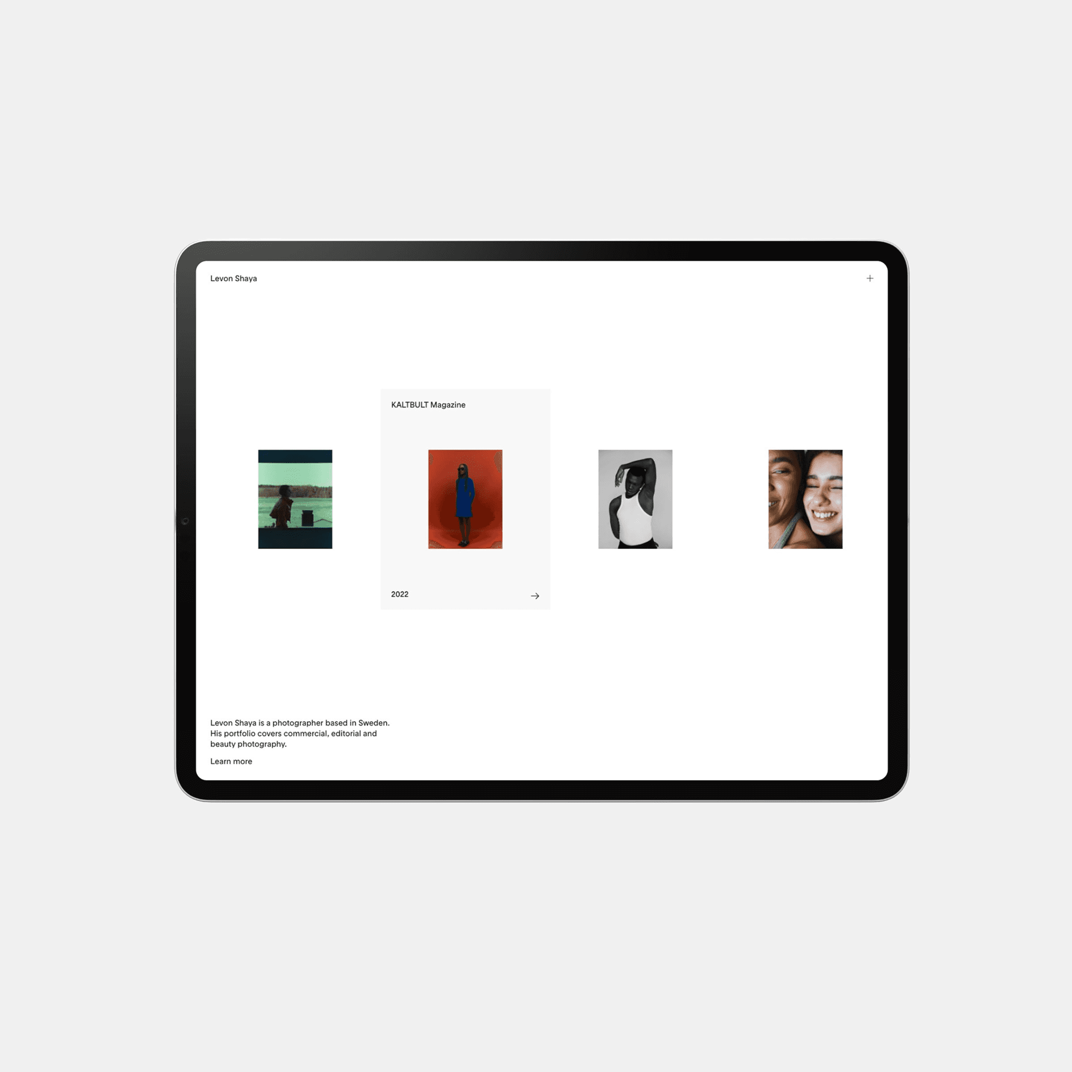Tablet showing website design