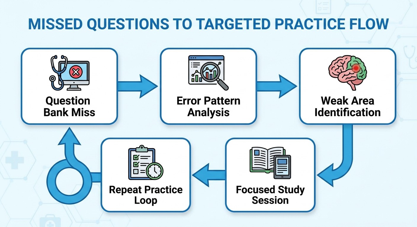 Converting missed MRCP Part 1 questions into targeted weak area practice loop