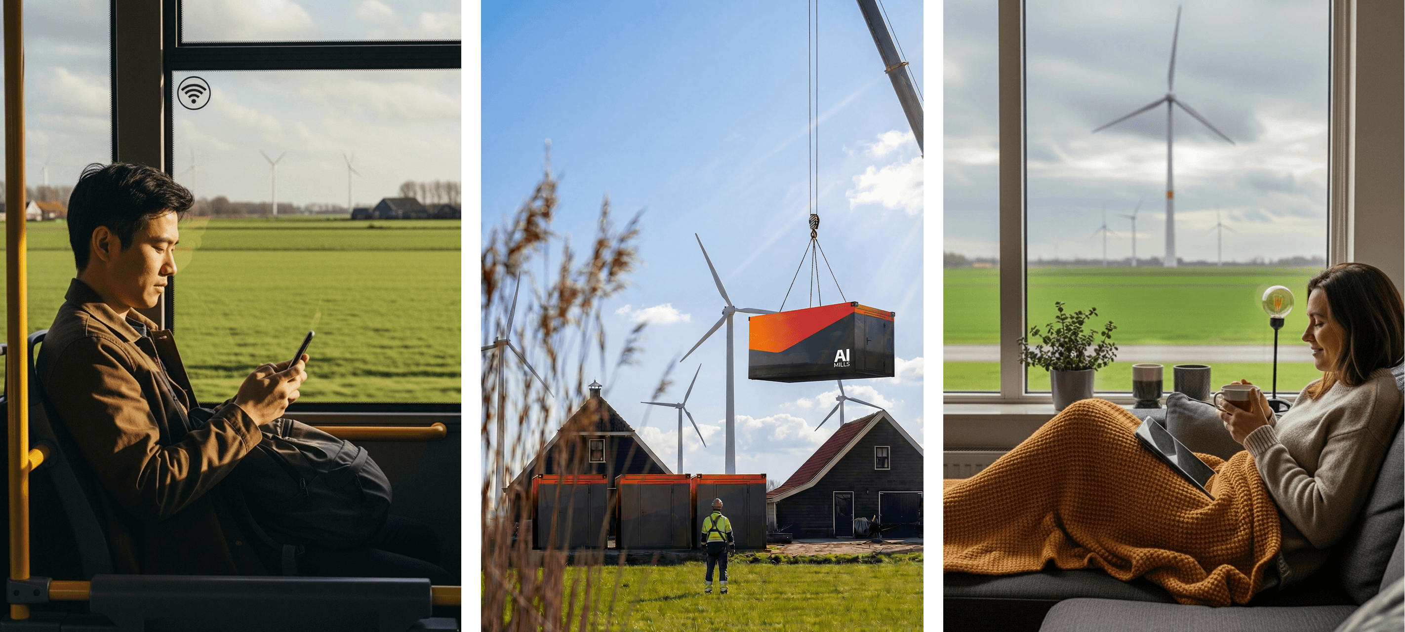 Collage van data gebruikers in hollands landschap