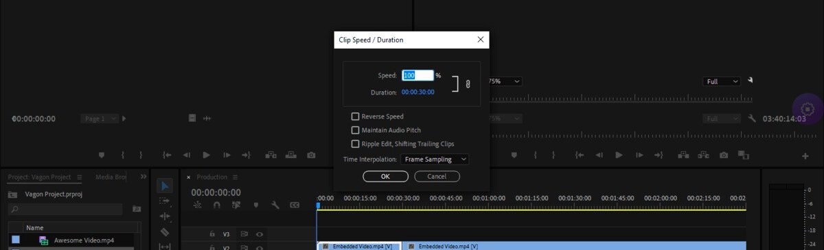 Change Speed of footage Premiere Pro