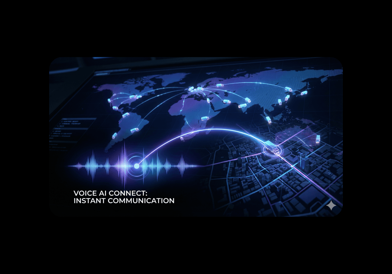 Audio waveform visualization representing a low-latency AI voice agent handling a driver dispatch call.
