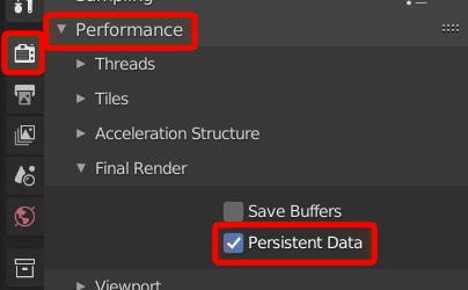 Activate Blender's Persistent Data to reduce your rendering times