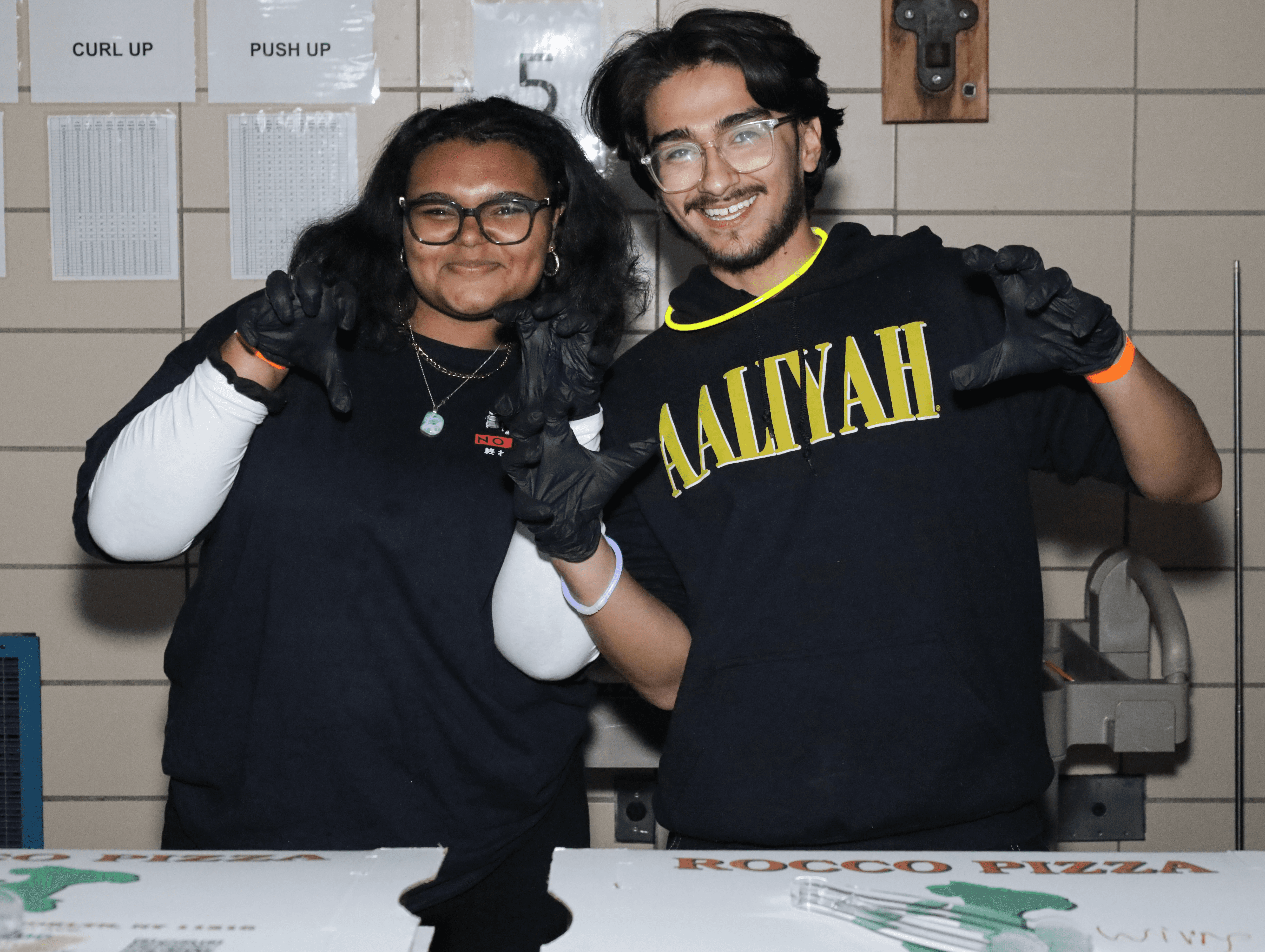 Daniella and a classmate pose for a school event.