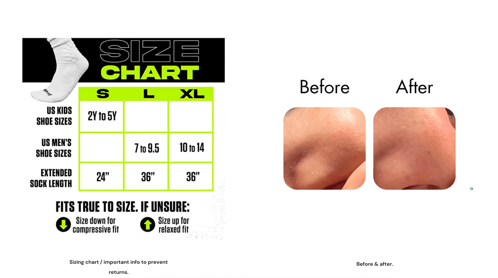 Amazon Product Photo showing Before and After Use