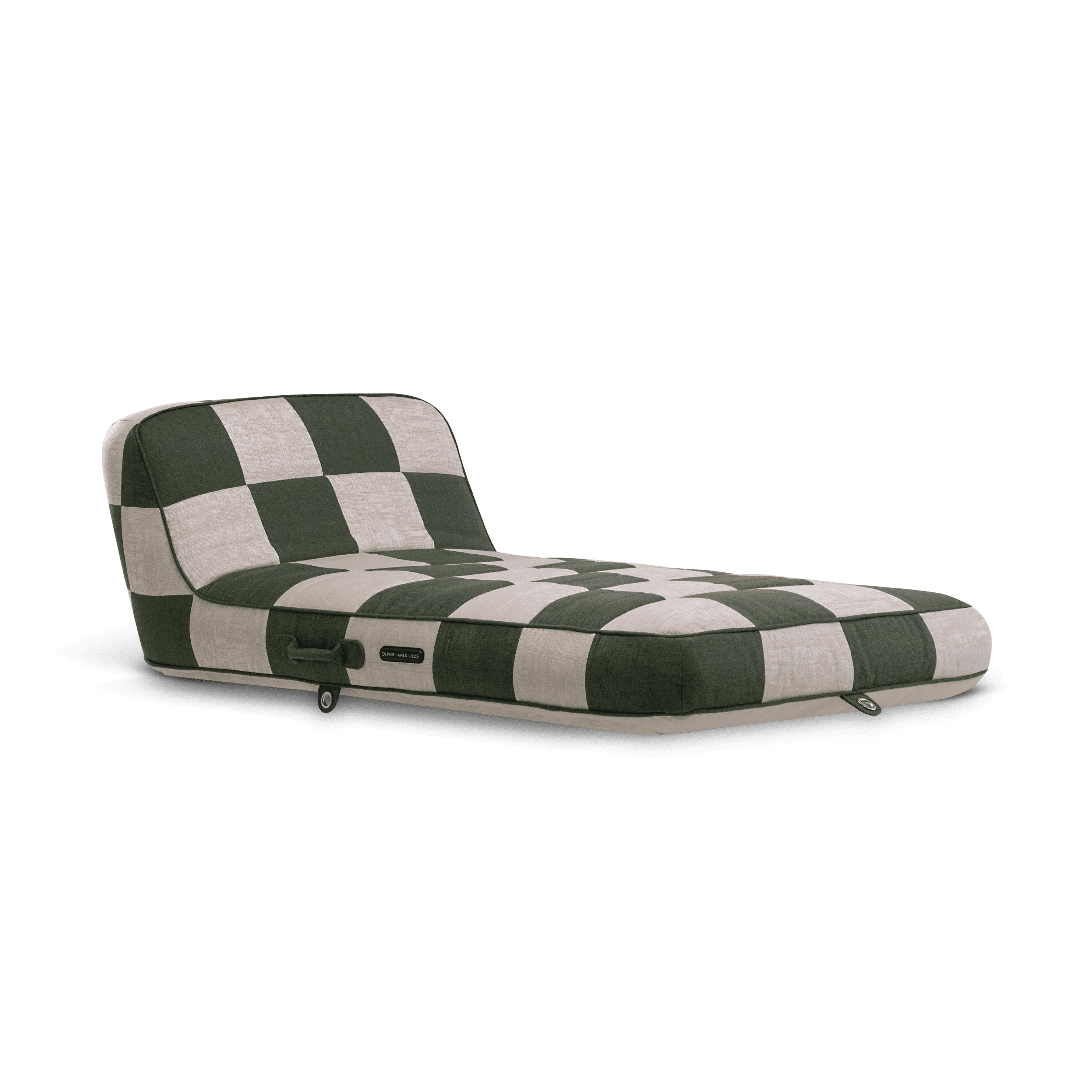 Luxury single pool float in green-and-white patchwork jacquard