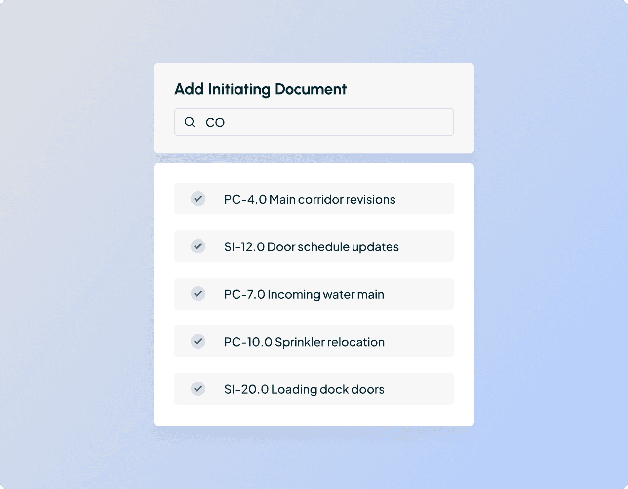 Interface linking construction quotes to change orders to keep project costs and contract values updated