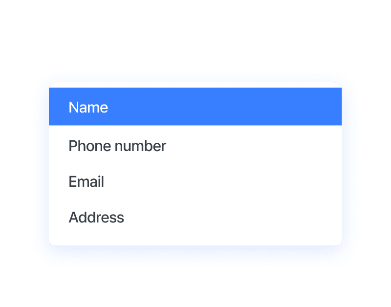 User interface showing a dropdown menu with options for selecting a value, displayed on a blue background.