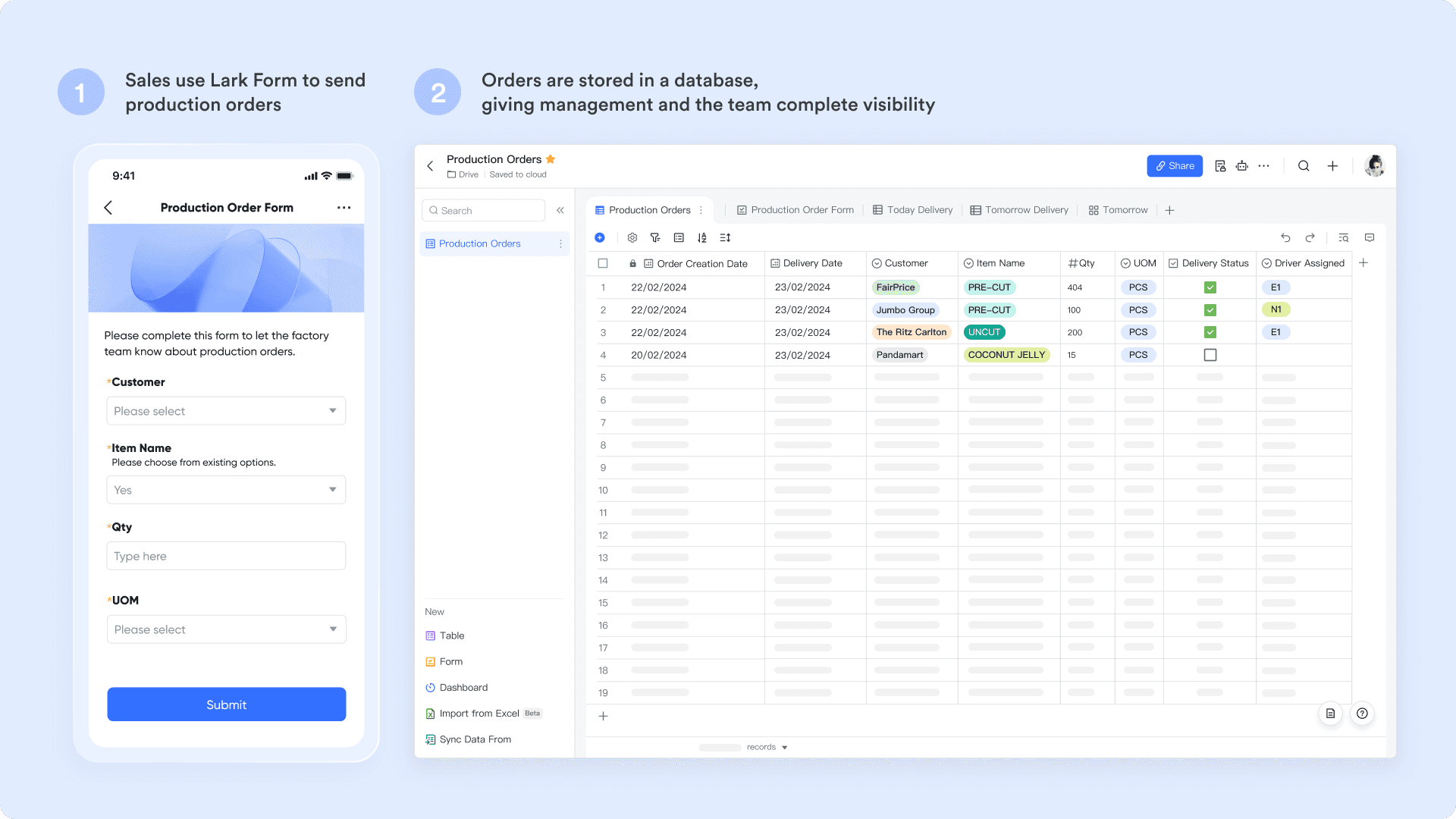 Coconut Production Order Database