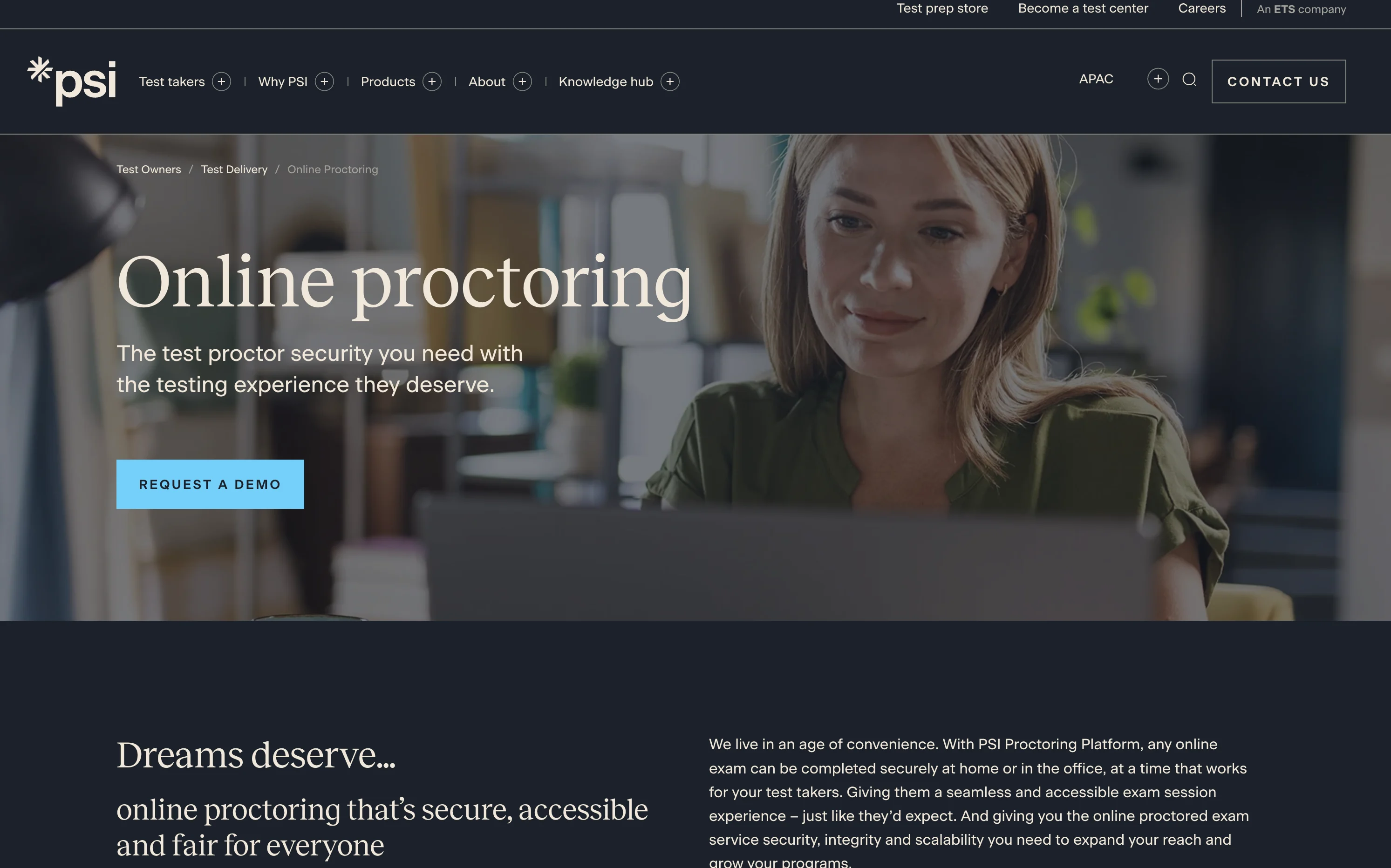 PSI website homepage