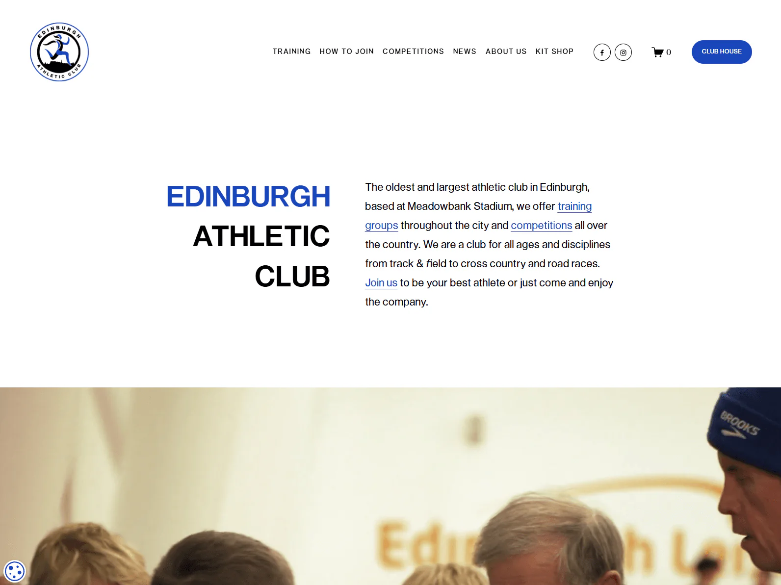 Edinburgh Athletic Club website design, run club example
