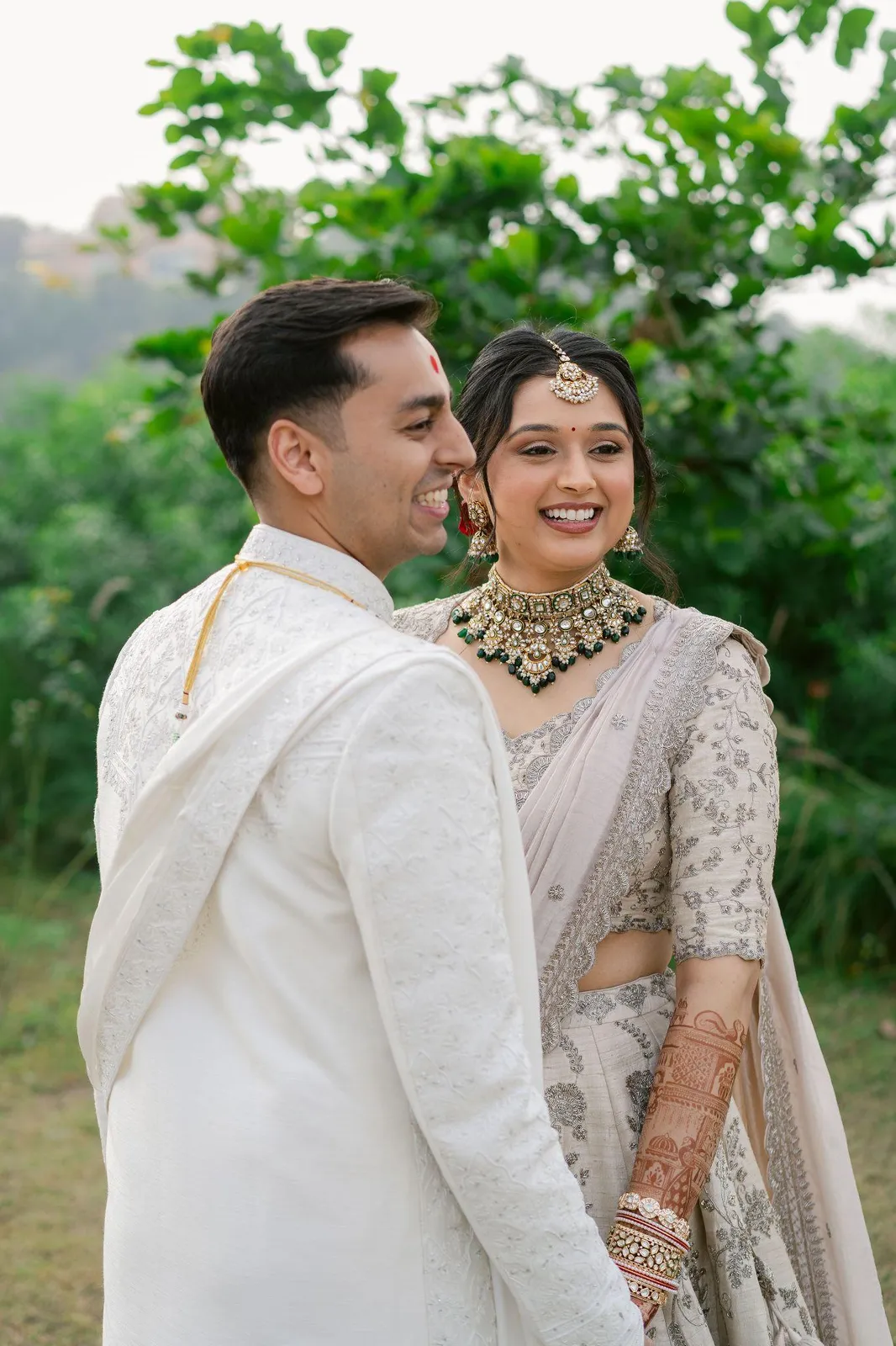 Black-tie reception in silver — Aesha and Param real wedding