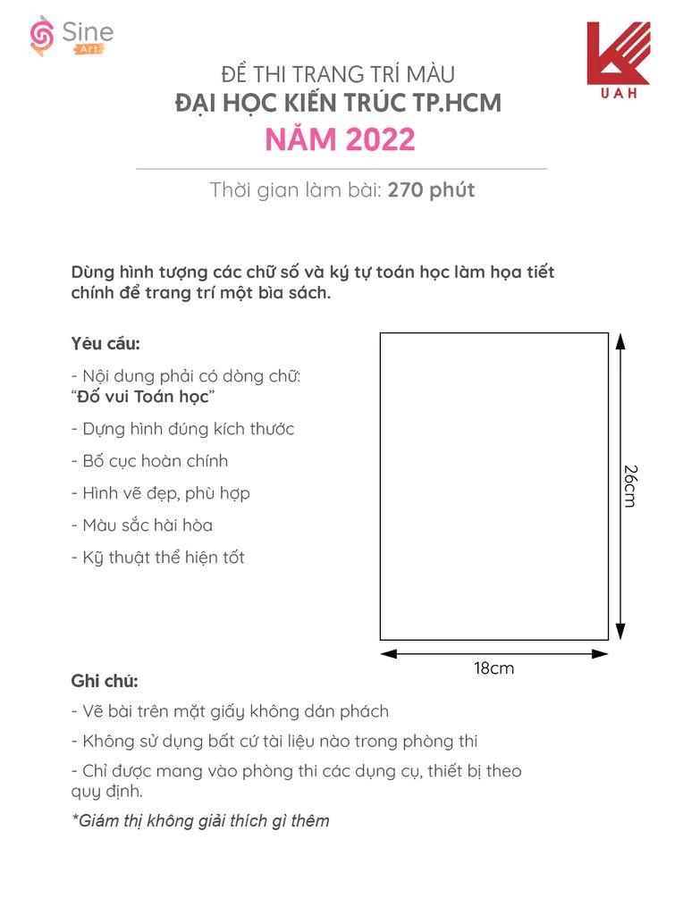 Đề thi trang trí màu Đại học Kiến Trúc TP.HCM 2022