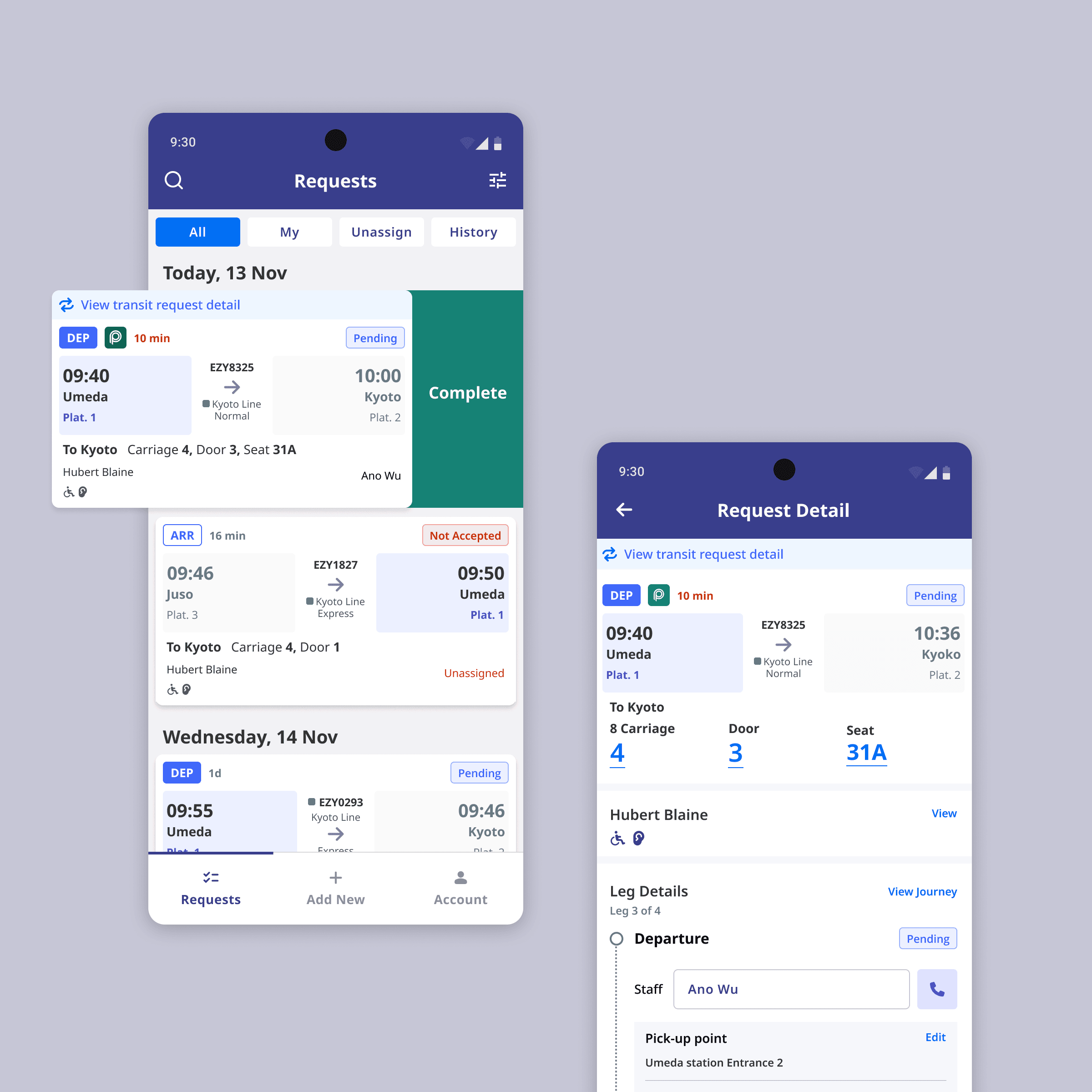 Home page for the staff app