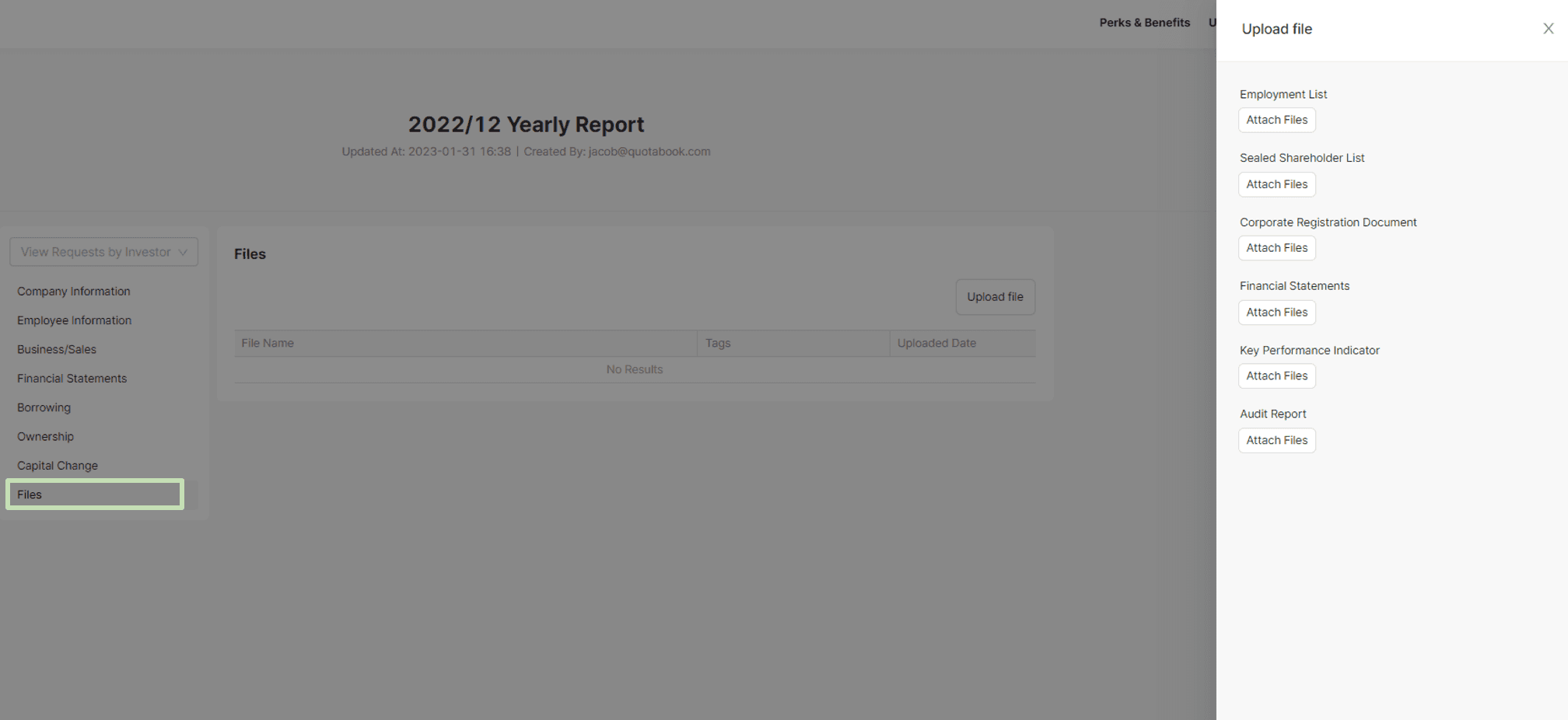 attach the appropriate files based on reports