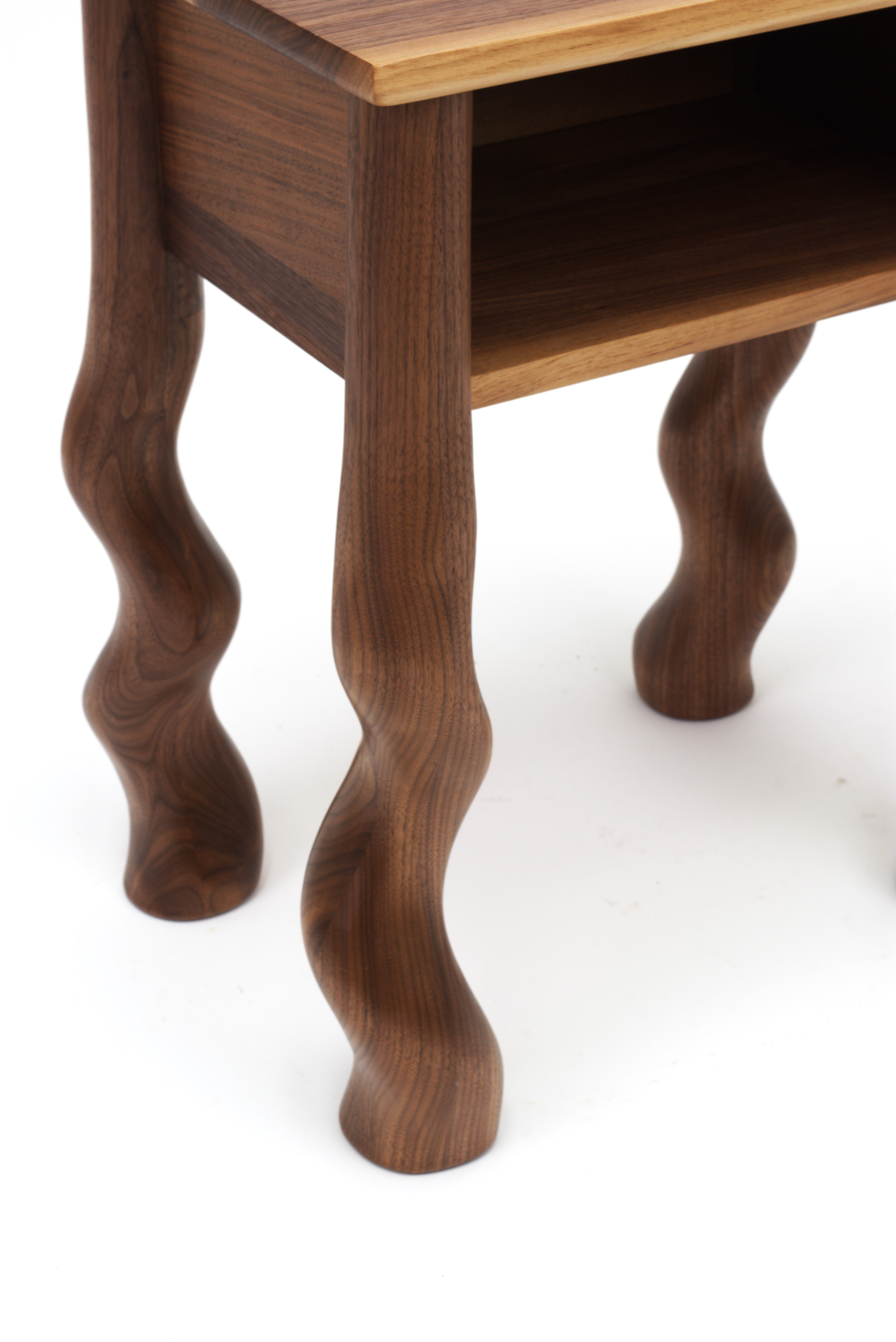 Dancing Bedside Cupboard in Walnut leg close up