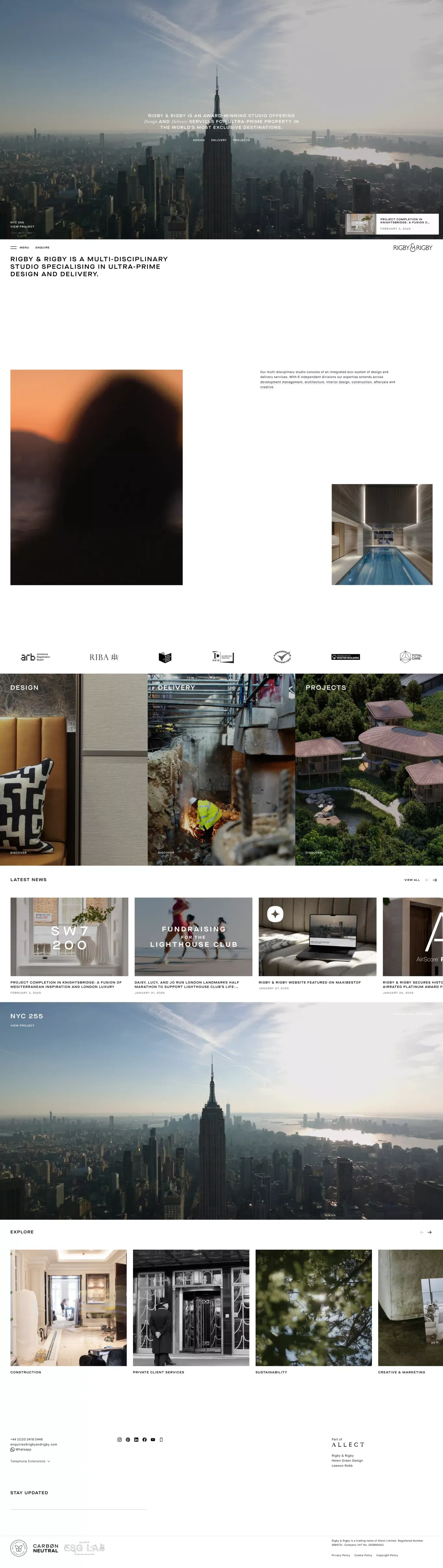 Luxury Architecture, Interior Design & C portfolio page screenshot showcasing Architecture and Design design