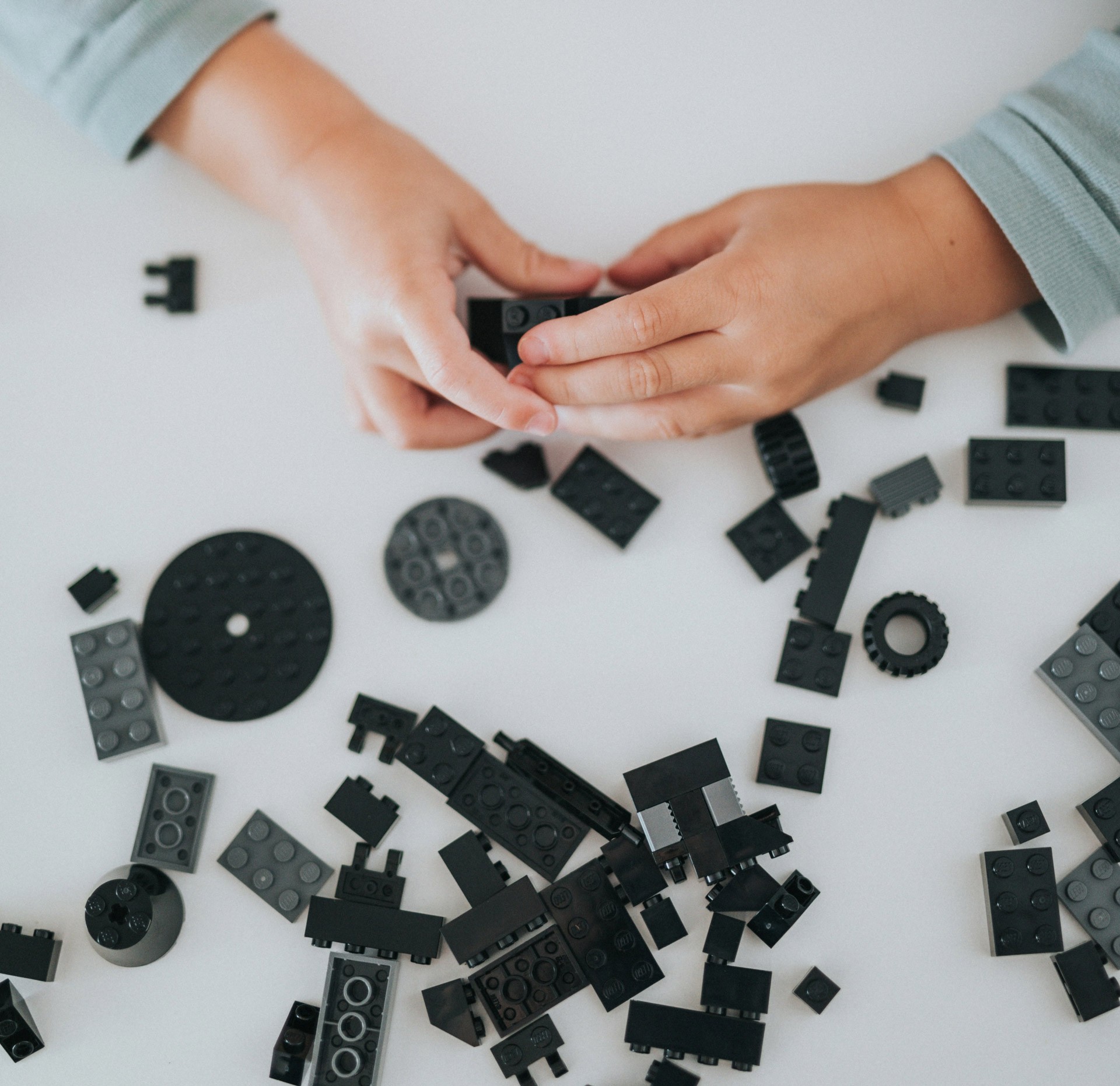 Children's hands playing