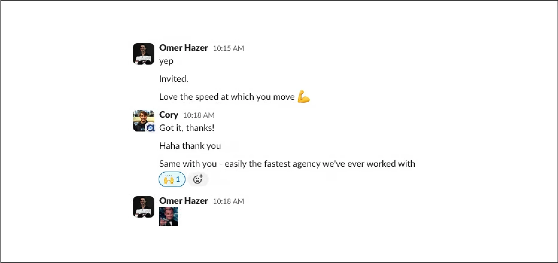 Alia onboarding conversation showing the setup completed within two hours of first contact