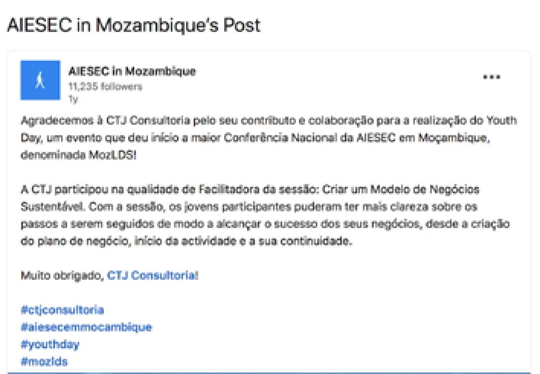 AIESEC in Mozambique's Post
