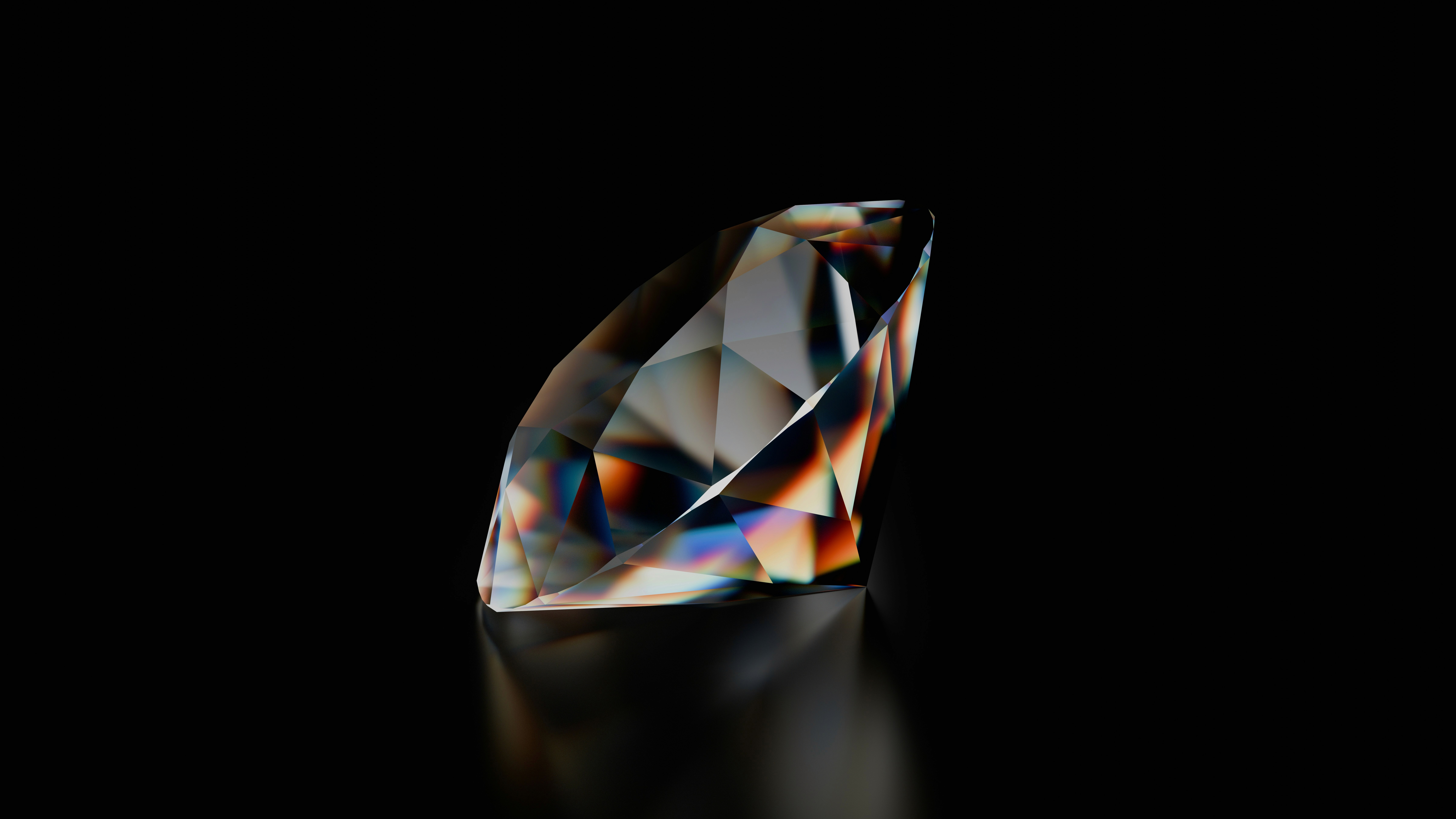 a diamond on a black background with a reflection