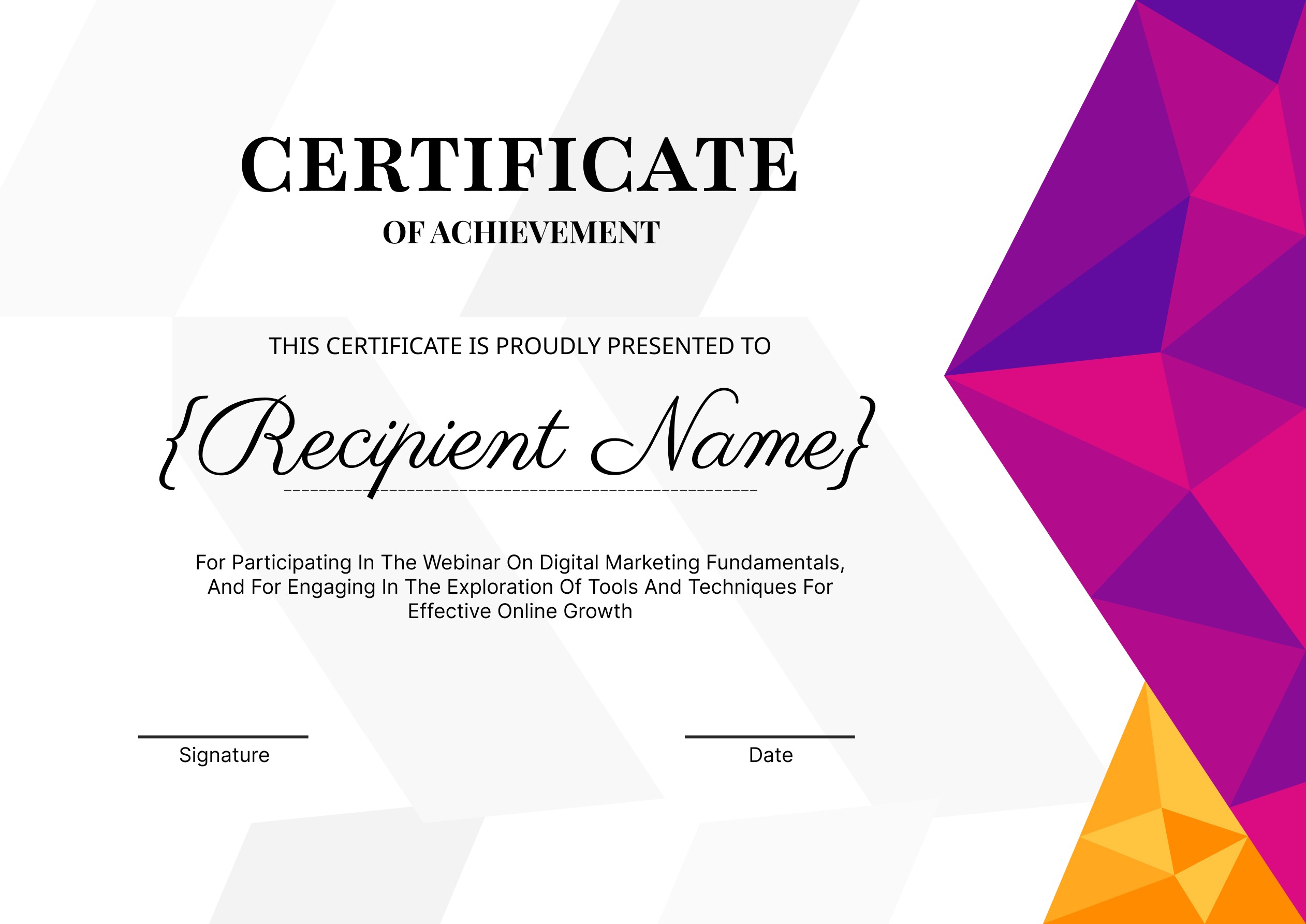 Wauld - Modern webinar certificate template
