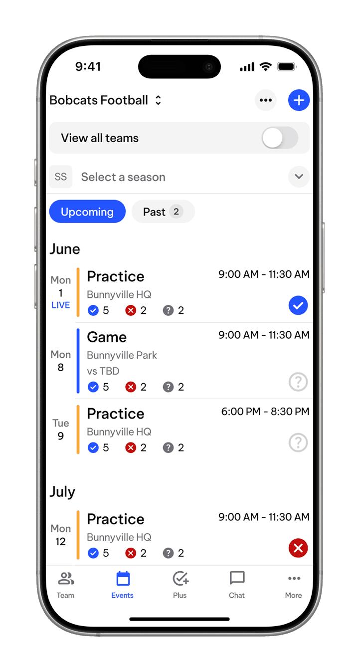 TeamLinkt's Team App Schedule Feature